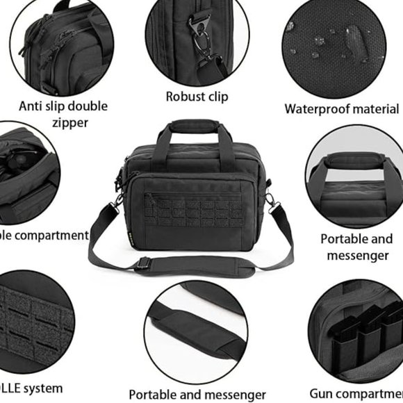 Gun Bag Range Bag Pistol Case Gun Case Magazine Lockable Double Layer Explosion - Picture 6 of 6